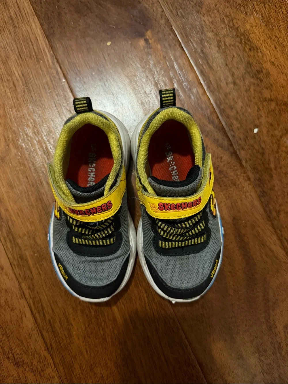 Skechers Kids Gray and Yellow Hook-and-Loop Sneaker